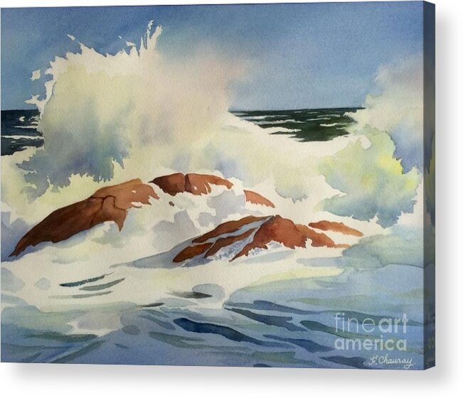 Aquarelle Acrylic Print featuring the painting La Vague by Francoise Chauray