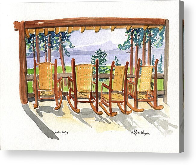 Plein Air Acrylic Print featuring the painting Lake Lodge by Rodger Ellingson