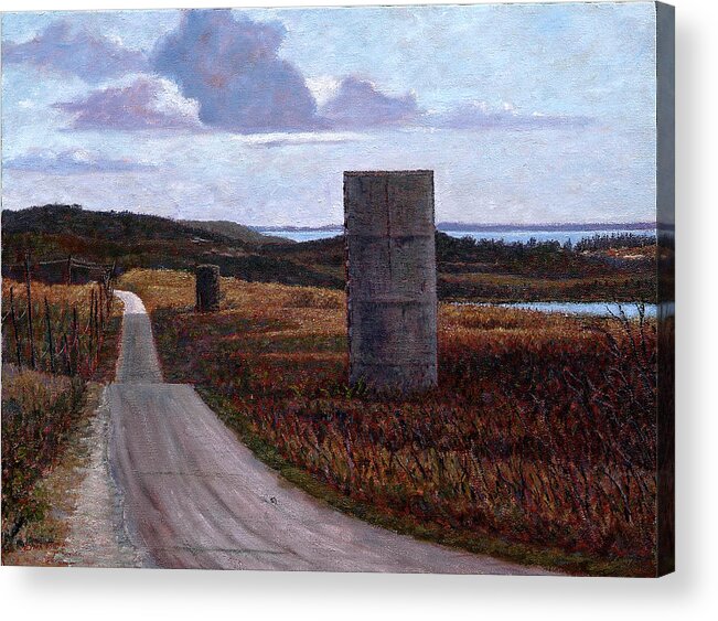Landscape With Silos Acrylic Print featuring the painting Landscape with Silos by Ritchie Eyma