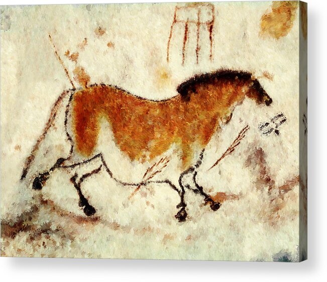 Lascaux Prehistoric Horse Acrylic Print featuring the digital art Lascaux Prehistoric Horse by Weston Westmoreland