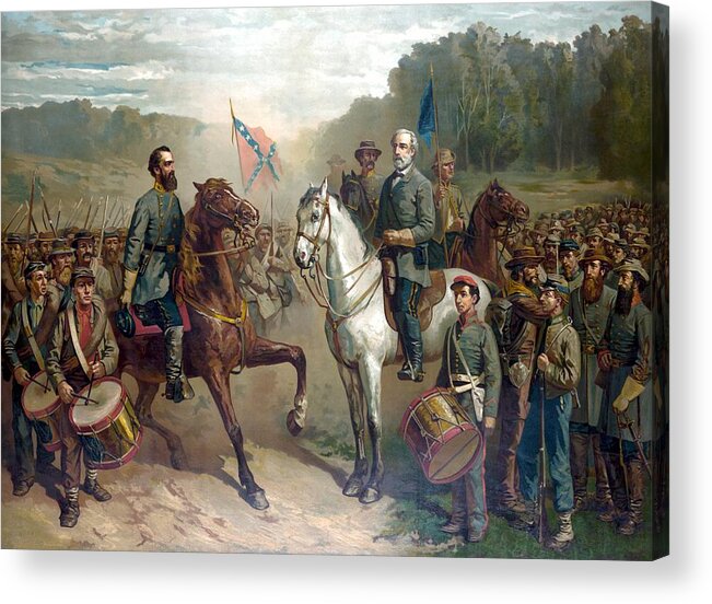 Robert E Lee Acrylic Print featuring the painting Last Meeting Of Lee And Jackson by War Is Hell Store