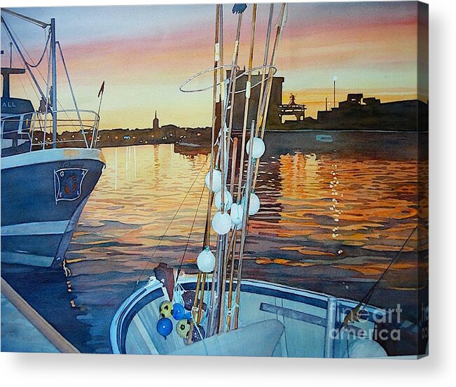 Port Acrylic Print featuring the painting Le Port - 17H - Sables d'Olonne - Vendee - France by Francoise Chauray