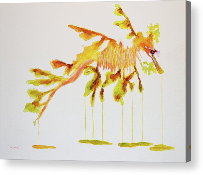 Leafy Acrylic Print featuring the painting Leafy Sea Dragon by Ken Figurski