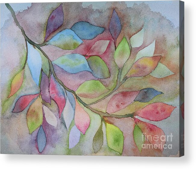  Acrylic Print featuring the painting Leaves On a Branch by Barrie Stark