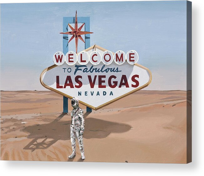 Astronaut Acrylic Print featuring the painting Leaving Las Vegas by Scott Listfield