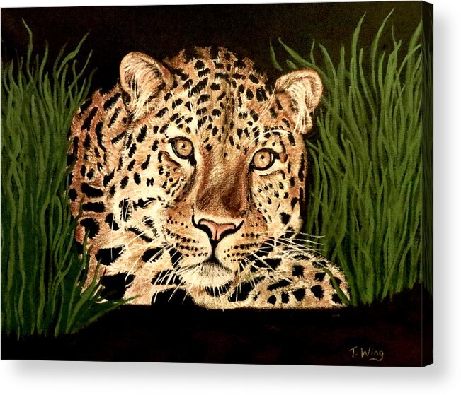 Leopard Acrylic Print featuring the painting Liam by Teresa Wing
