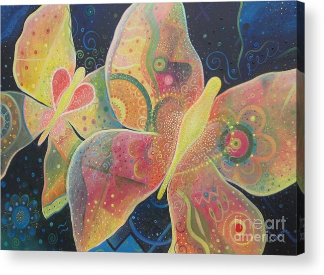 Butterfly Acrylic Print featuring the painting Lighthearted by Helena Tiainen