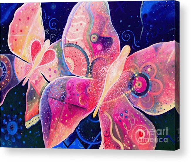 Butterflies Acrylic Print featuring the mixed media Lighthearted In Full Spectrum by Helena Tiainen