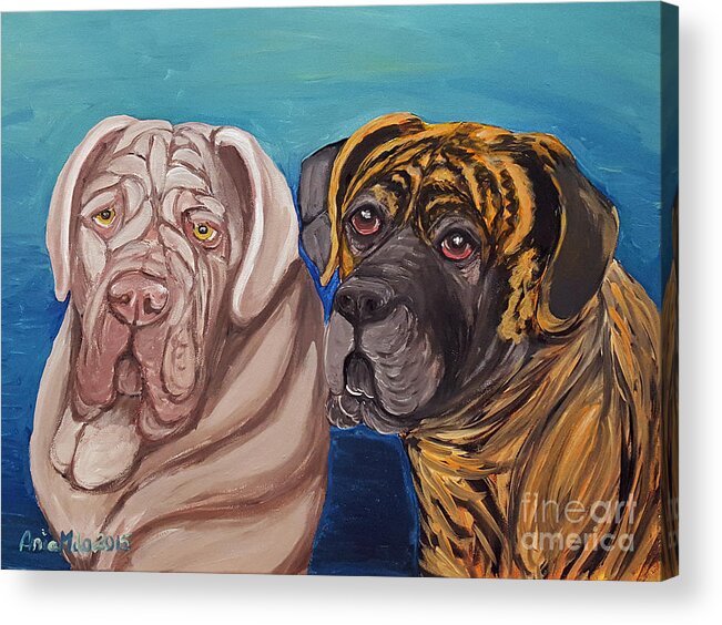 Mastiff Acrylic Print featuring the painting Lily Rose Maggie Moo by Ania M Milo