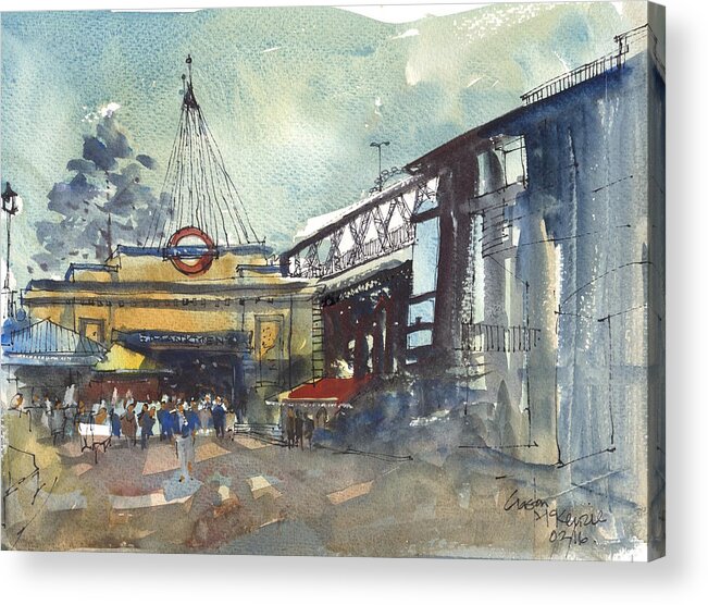 Urban Landscape Acrylic Print featuring the painting London Embankment by Gaston McKenzie