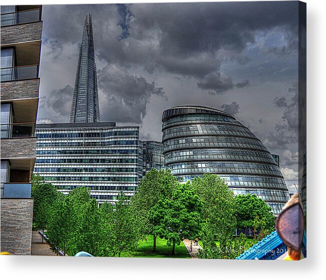 The Shard Skyscraper Acrylic Print featuring the photograph London's City Hall by Karen McKenzie McAdoo