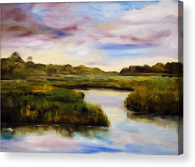South Carolina Low Country Marsh Acrylic Print featuring the painting Low Country by Phil Burton