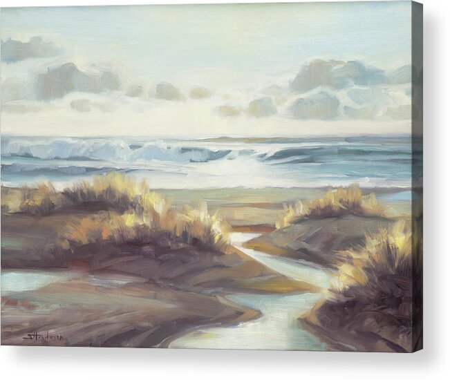 Ocean Acrylic Print featuring the painting Low Tide by Steve Henderson