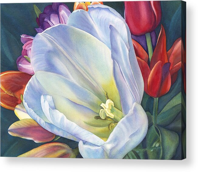 Tulip Acrylic Print featuring the painting LuminEssence by Sandy Haight