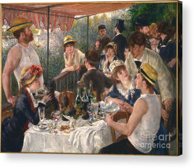 Luncheon Of The Boating Party. People Acrylic Print featuring the painting Luncheon of the Boating Party by MotionAge Designs