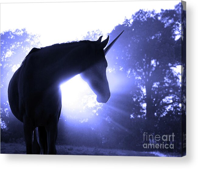Unicorn Acrylic Print featuring the photograph Magic Unicorn In Blue by Sari ONeal