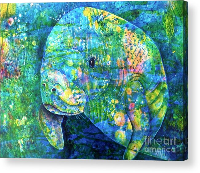 Manatee Acrylic Print featuring the painting Manatee by Midge Pippel