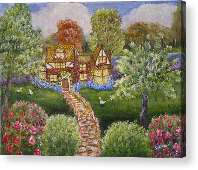 Landscape Acrylic Print featuring the painting Manor of Yore by Quwatha Valentine