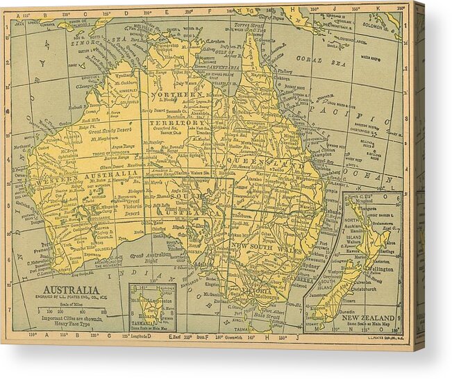 Map Acrylic Print featuring the digital art Map Australia by Digital Art Cafe