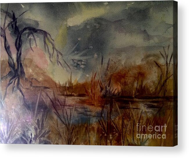 Marsh Acrylic Print featuring the painting Marsh Magic by Ellen Levinson