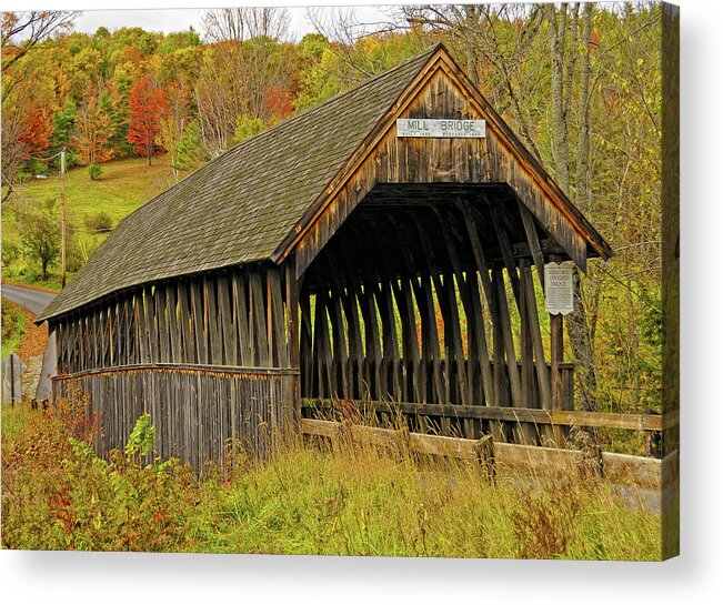 Covered Bridge Acrylic Print featuring the photograph Meriden Covered Bridge by Liz Mackney