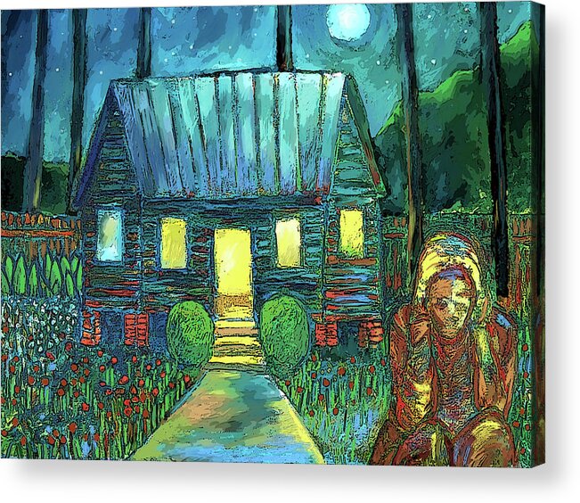 House Acrylic Print featuring the mixed media Midnight Hour II by Joe Roache