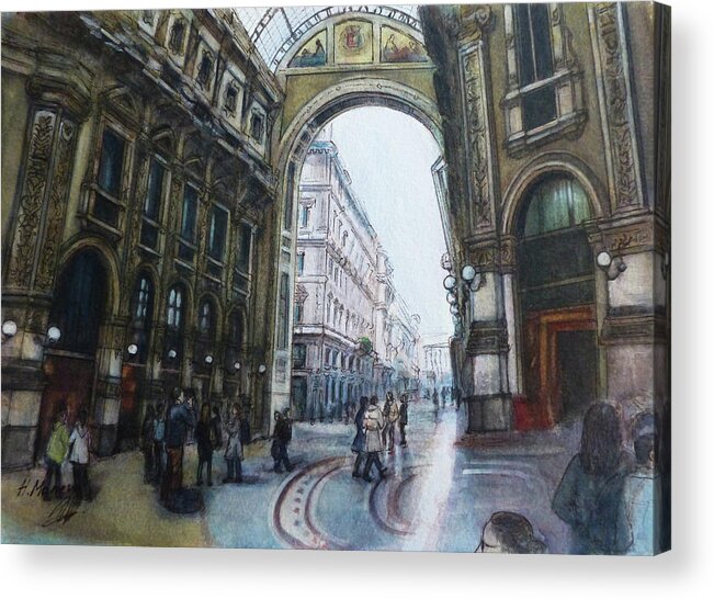 Milan Acrylic Print featuring the painting Milan by Henrieta Maneva