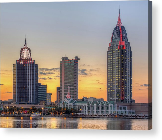 City Acrylic Print featuring the photograph Mobile Skyline at Sunset by Brad Boland