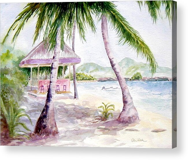 Beach Acrylic Print featuring the painting Mongoose Beach Bar by Diane Kirk