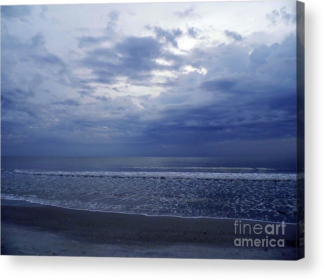 Sunrise Acrylic Print featuring the photograph Moody Blue Beach by D Hackett