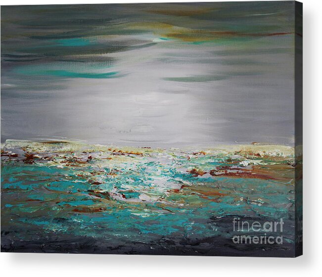 Green Acrylic Print featuring the painting Morning Breeze by Preethi Mathialagan