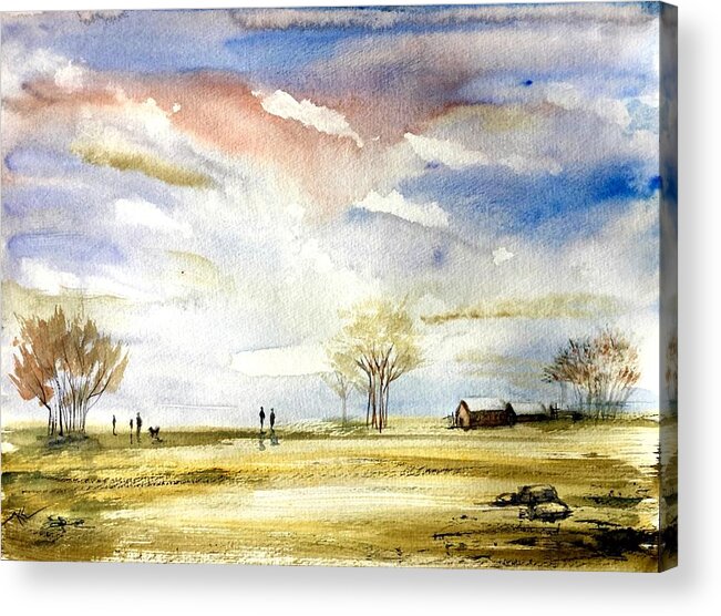 Landscape Acrylic Print featuring the painting Morning by Katerina Kovatcheva