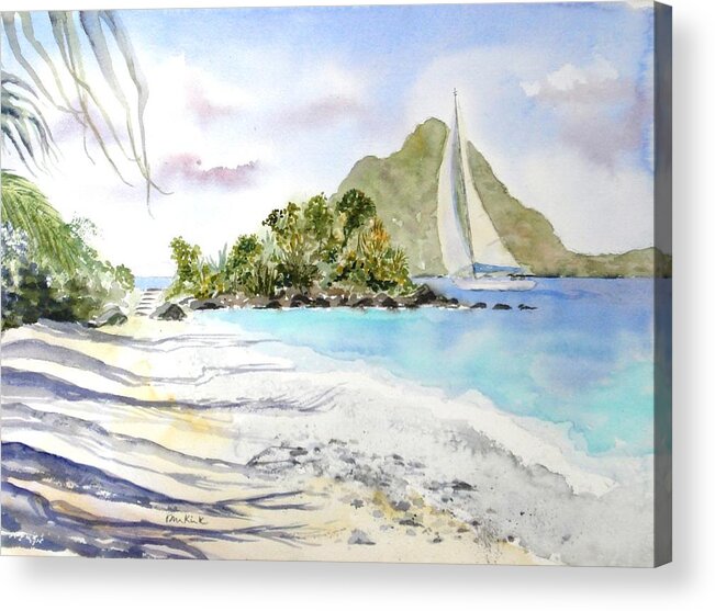 Caribbean Acrylic Print featuring the painting Morning Shadows, Little Thatch by Diane Kirk