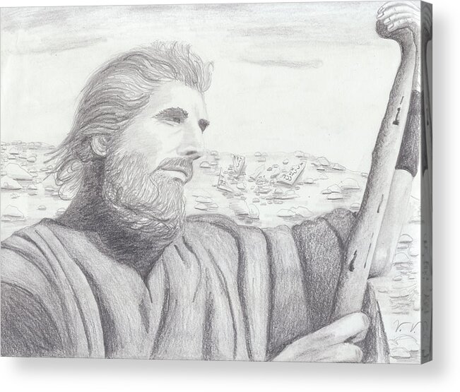 Moses Acrylic Print featuring the drawing Moses by Martin Valeriano