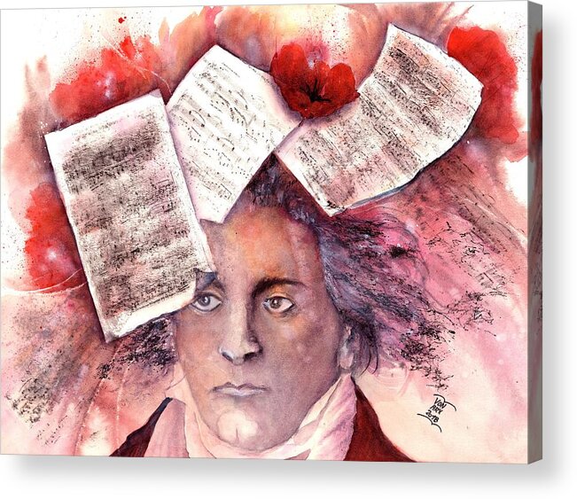 Music Acrylic Print featuring the painting Beethoven - Music on my Mind by Sabina Von Arx