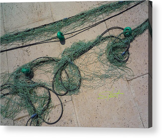 Fishing Net Acrylic Print featuring the photograph Neptune Green by Charles Stuart
