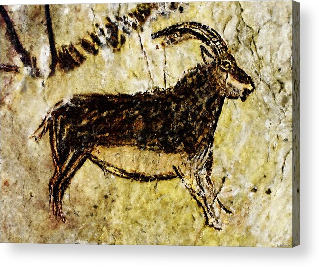 Niaux Acrylic Print featuring the painting Niaux Goat by Weston Westmoreland
