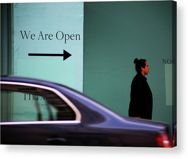Street Photography Acrylic Print featuring the photograph No we are closed by J C