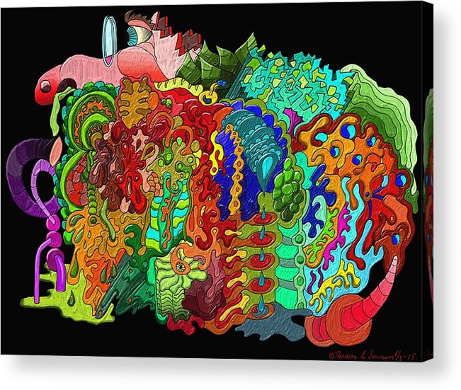 Psychedelic Acrylic Print featuring the painting Non Thinking Man by ThomasE Jensen