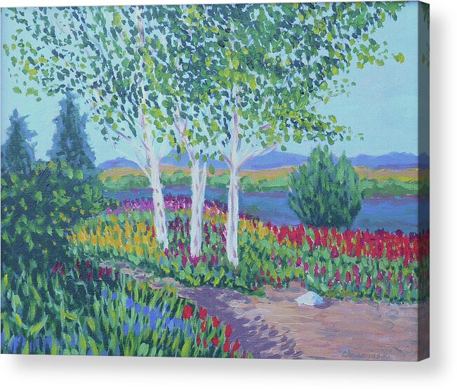 Landscape Acrylic Print featuring the painting Northwest Tulips by Stan Chraminski