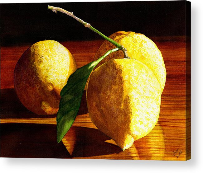 Lemon Acrylic Print featuring the painting Nurse Beckys Lemons by Catherine G McElroy