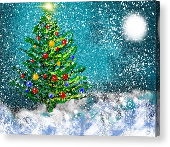 Christmas Tree Acrylic Print featuring the drawing O Tannenbaum by Heidi Creed