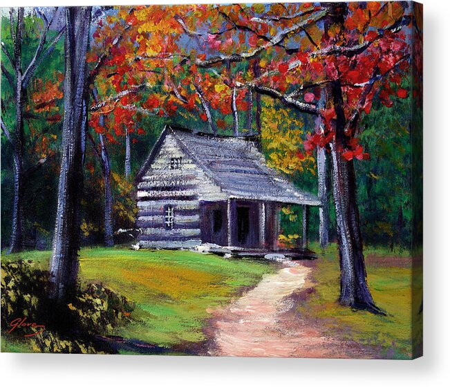 Plein Aire Acrylic Print featuring the painting Old Cabin Plein Aire by David Lloyd Glover
