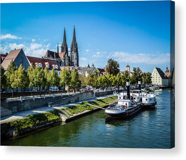 Regensgurg Acrylic Print featuring the photograph Old Regensburg Cityscape by Pamela Newcomb