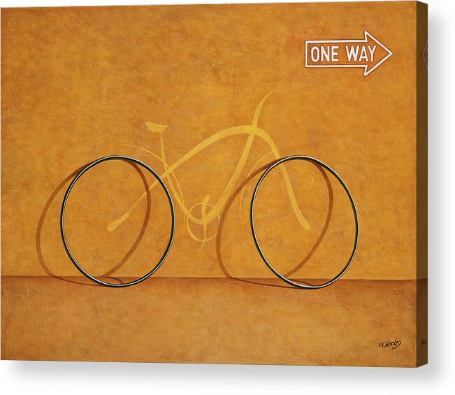 Bike Acrylic Print featuring the painting One Way by Horacio Cardozo