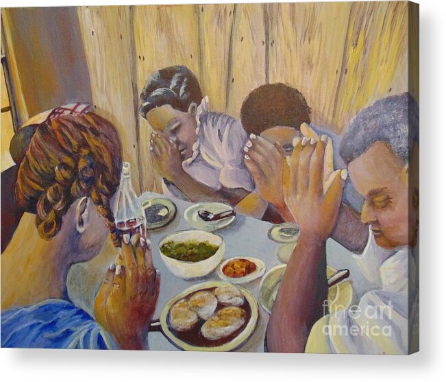 Prayer Acrylic Print featuring the painting Our Daily Bread by Saundra Johnson