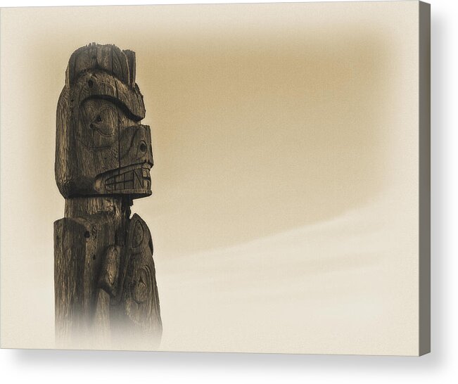 Sign Acrylic Print featuring the photograph Pacific Northwest Totem Pole Old Yellow by Pelo Blanco Photo