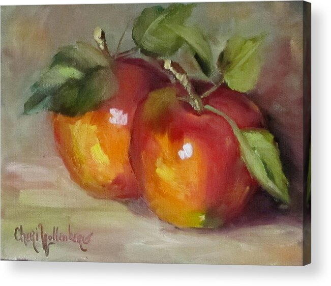 Apples Acrylic Print featuring the painting Painting of Delicious Apples by Cheri Wollenberg
