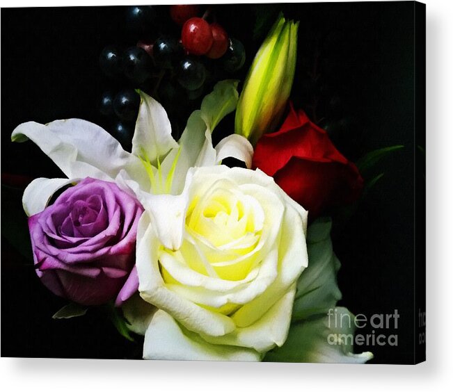 Painting Acrylic Print featuring the digital art Digital Painting Rose Bouquet Flower Digital Art by Delynn Addams