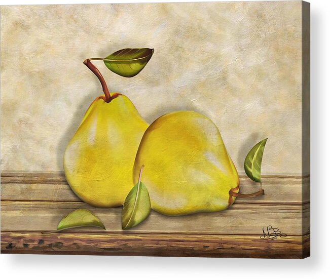 Pair Of Pears Acrylic Print featuring the digital art Pair of Pears by Nina Bradica